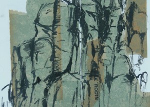 Ink & collage sketchbook drawing, Montserrat