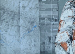 Mixed media sketchbook collage Montserrat