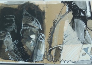 Mixed media sketchbook drawing (no. 1) Montserrat