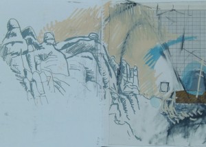 Mixed media sketchbook drawing (no. 2) Montserrat